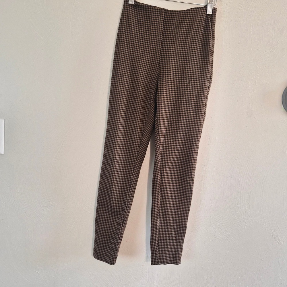 J. Jill Ponte Legging Womens Medium Petite Brown Houndstooth Check Stretch Pants